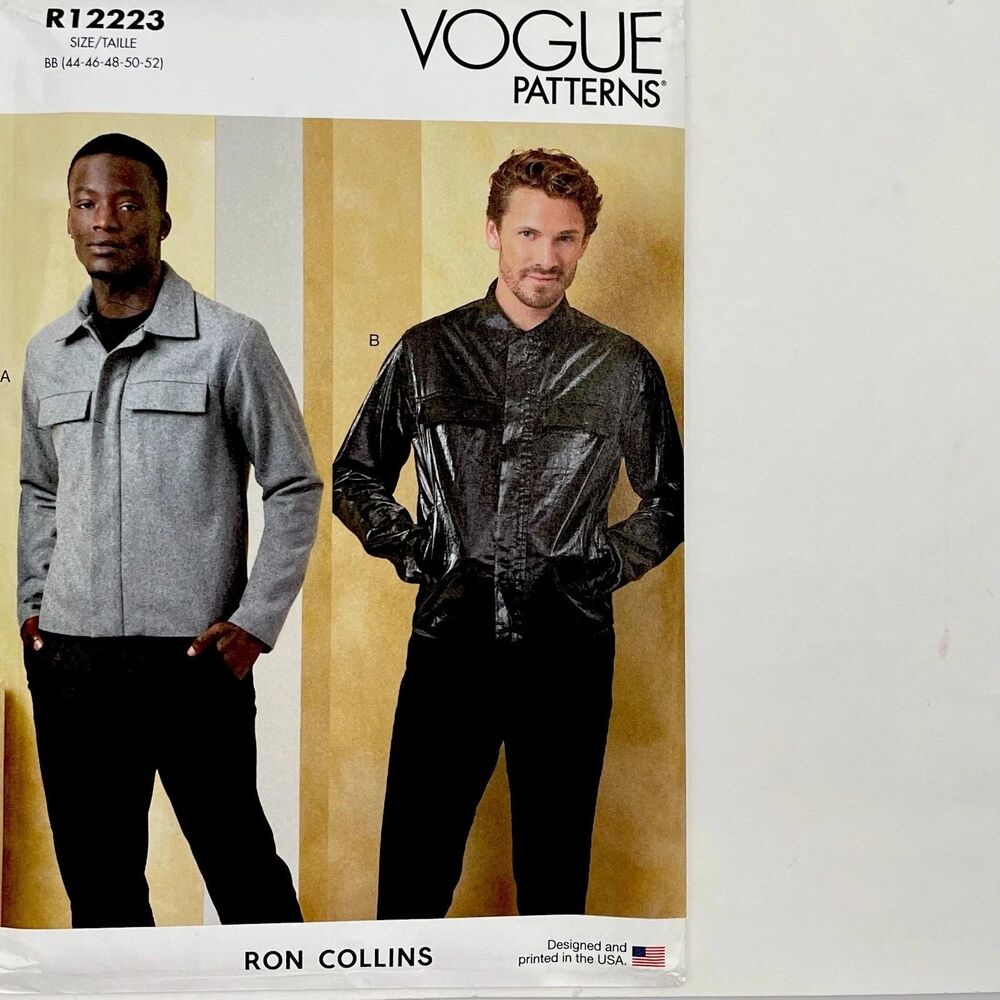 Pattern Men's Sz BB(44-52) Fitted Lined Jacket  Ron Collins Vogue R12223 New/Unc